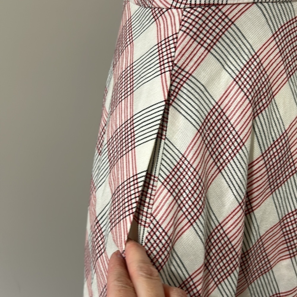 Veronica Beard Finn Checked Crepe Handkerchief Plaid Midi Dress Pockets Size 2 - Picture 7 of 16